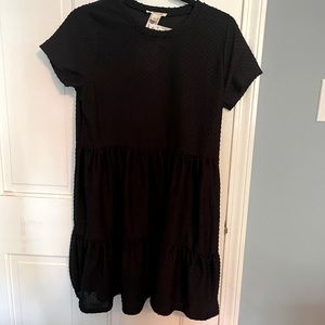 Womens Black Dot Tiered Swing Dress Size Large NWT